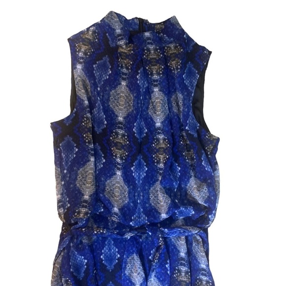 Calvin Klein New With Tags Blue Snakeskin-Print Belted Midi Dress Size 4 - Picture 7 of 15